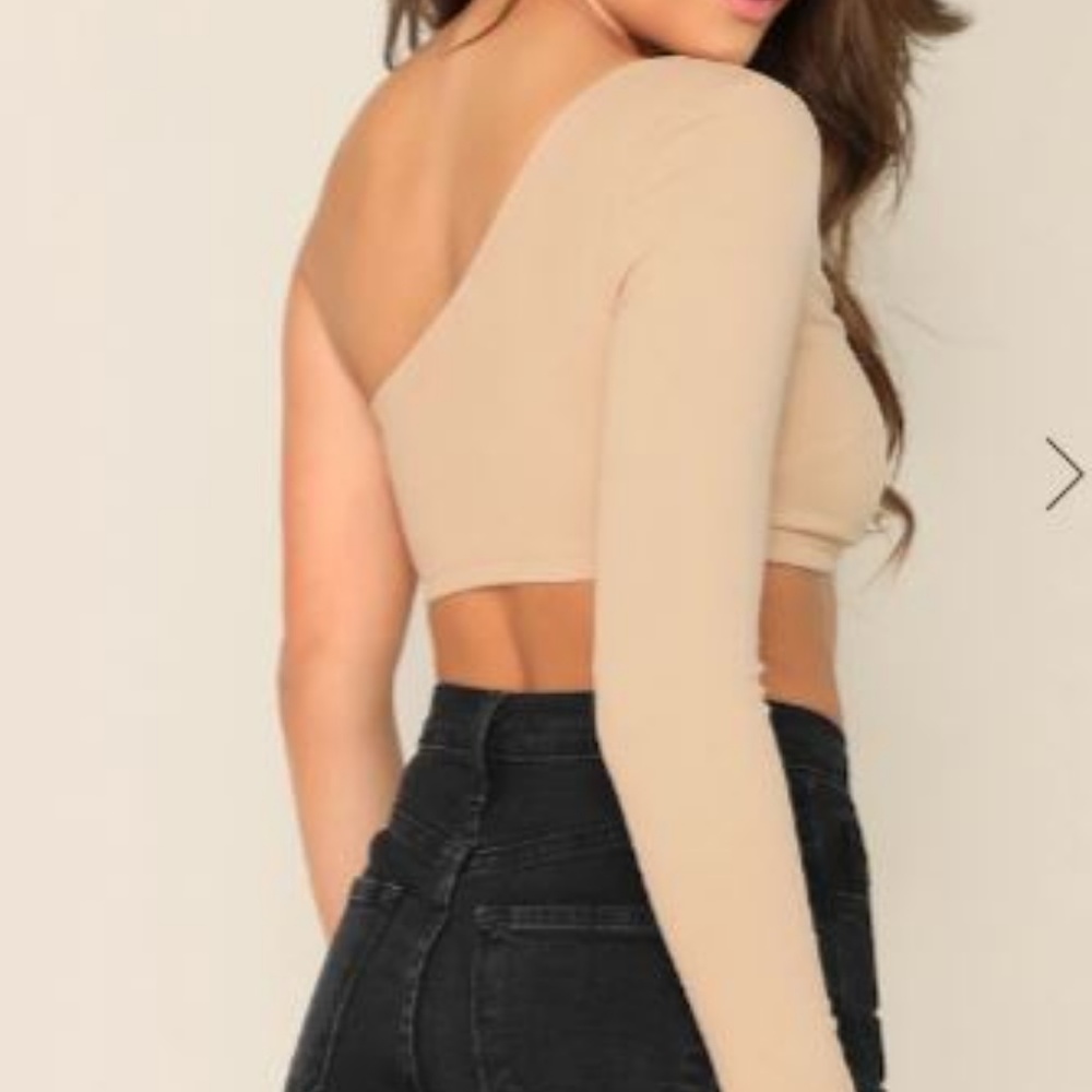 One Shoulder Rib Knit Crop Top - Picture 4 of 4